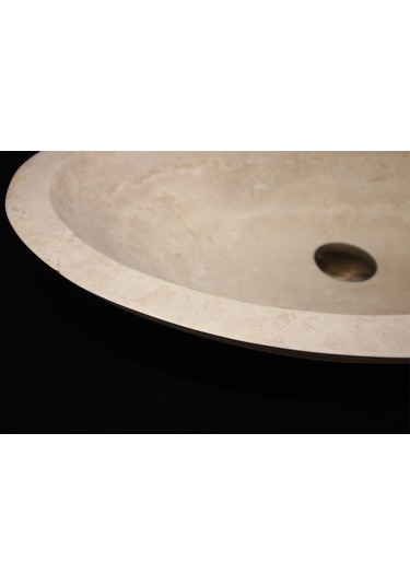 Traverten Elips Kayık Lavabo