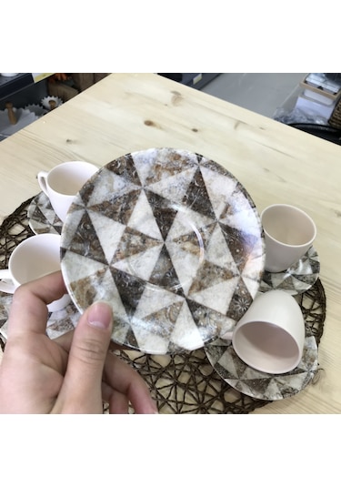 Keramika Kahve Fincan Takımı 12 Parça 17726 Mermer Desen