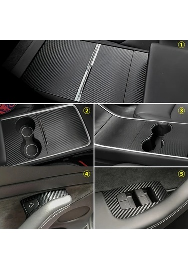 Honeybeeshop 2017-2020 Model 3 Karbon Fiber Konsol Vites Kolu Kaplama Buzlu Parıltı Deseni