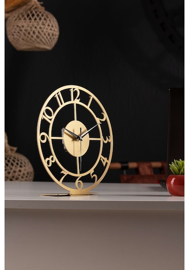 Rakamlı Metal Gold Masa Saati 1,5 Mm Kalınlık 25x23cm Altın