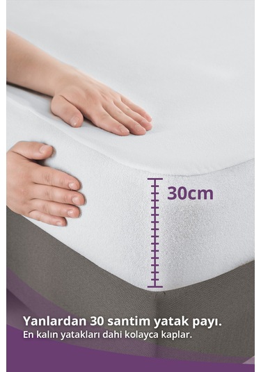 Mikro Fitted Sıvı Geçirmez Yatak Koruyucu Alez 200x200 Cm Beyaz