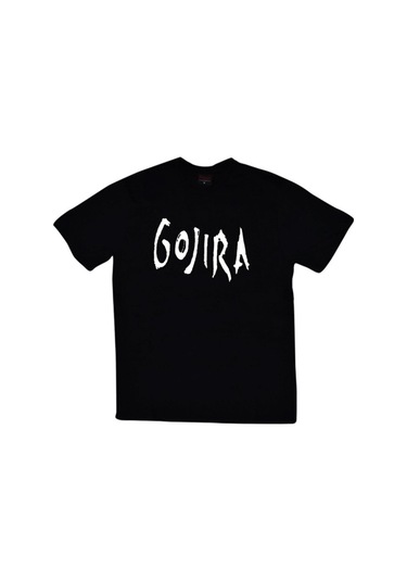 Erkek Siyah Gojira Baskılı T-shirt SIYAH
