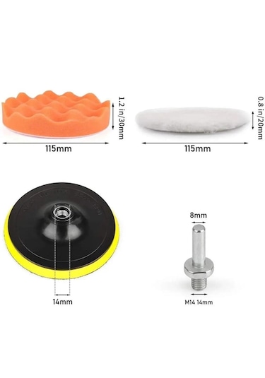 11 Parça Pasta Cila Polisaj Süngeri Seti Matkap Uyumlu 115mm Çap