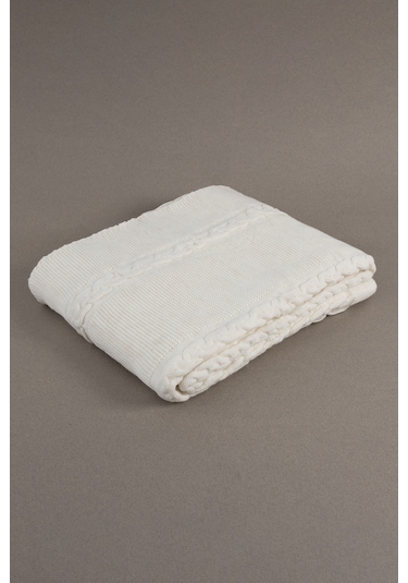 Trenza Krem Çift Kişilik Battaniye 200x220 15025 Krem