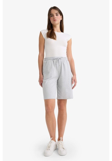 Defacto Regular Fit Normal Bel Düz Paça İnce Bermuda Şort W9369az25augr93 Gri