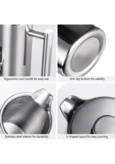 Xindoker Çift Cidarlı Paslanmaz Çelik French Press Kahve Makinesi - 350ml/800ml/1000ml Diğer