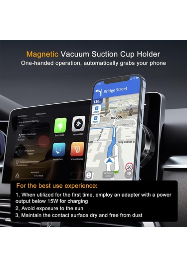 Yifomall Araç İçin Çift Yönlü Vakum Emici Telefon Tutucu, 360 Derece Dönebilen, Akıllı Gps Konumlandırıcı, Siyah X8q, Dayanıklı Çinko Alaşımlı+abs Malzeme