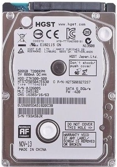 Hitachi-Hikoki 7ZK500 HTS725050A7E630 2.5" 500 GB 7200 RPM SATA 3 HDD