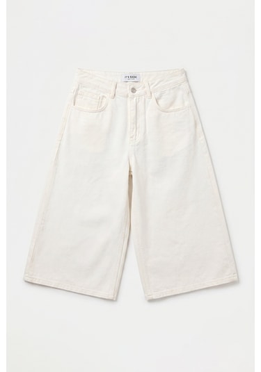 Itsbasic Kadın Kırık Beyaz 7s6-101 Maxi Denim Bermuda Şort