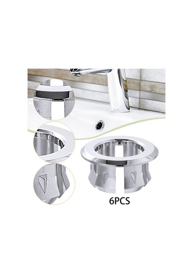 Suntek 6x Lavabo Taşma Halkası Yedek Parçaları Ev Otel Gümüş