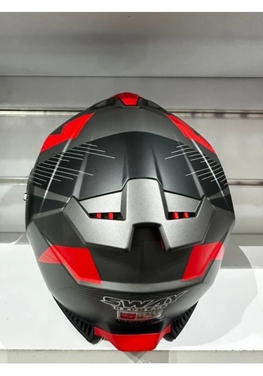 Sway Sw-865 St  Motosiklet Kaskı Gri Kırmızı