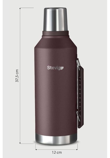 Stevig 1 Camper Klasik Kulplu Sızdırmaz Çelik Termos 2.2 Lt Dark Plum St-262 Bordo