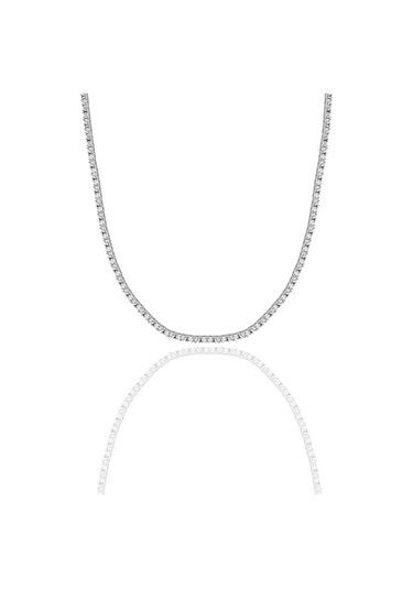 Gümüş Beyaz Altın Rodyumlu Zirkon Taşlı Su Yolu Kolye