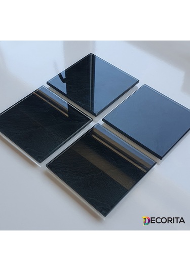 Decorita Cam Bardak Altlığı 4'lü Takım Black Rock 10 CM X 10 CM Siyah