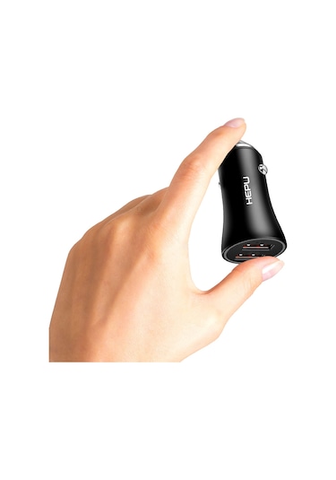 HEPU HP779M QC3.0 2x USB Metal Araç Şarj Aleti USB-Micro USB Kablo Set