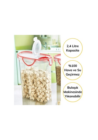 Buffer® 4 Adet Kilitli Kapaklı Erzak Gıda Saklama Kabı 24 Litre Çok Renkli