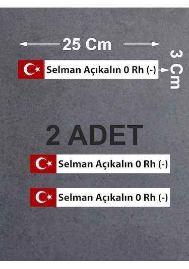 Kan Grubu Sticker, Türk Bayraklı Kan Grubu Sticker, Araba Oto Motosiklet Karavan Sticker 02523 25x3 Cm