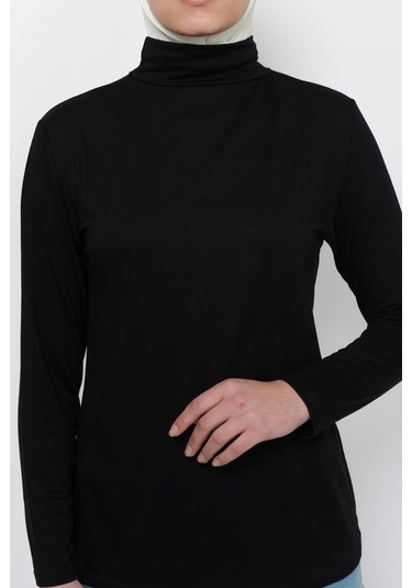 Uzun Kollu Boğazlı Body Siyah Çok Renkli