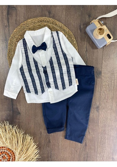 Erkek Bebek Papiyonlu 2 Li Takım Lacivert