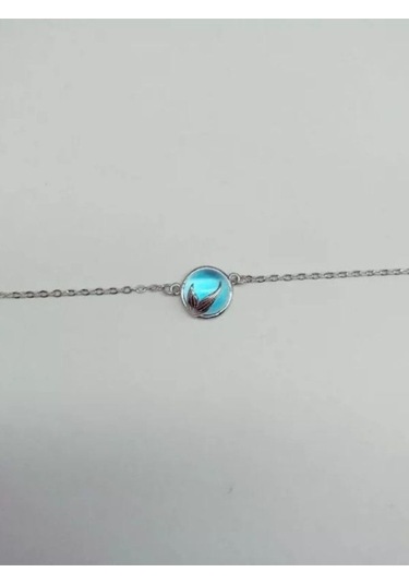 925 Ayar Gümüş Kristal Mavi Taşlı Balık Kuyruğu Bileklik Gümüş