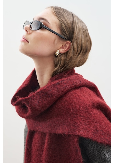 Şerit Detaylı Atkı Bordo Bordo