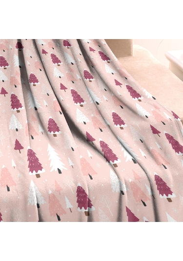 Noel Desenli 40x50 İnç Polar Battaniye, Yumuşak, Hafif Ve Kalın, Erkek, Kadın Ve Çocuk İçin Noel Ağacı Kar