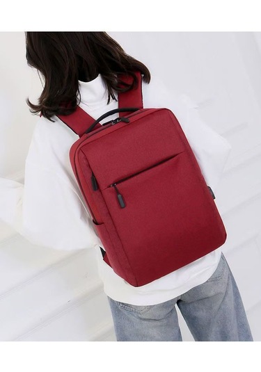 17.3 İnç Laptop Çantası - Usb Şarjlı, Hafif & Suya Dayanıklı - 6 Renk Seçeneği Kırmızı