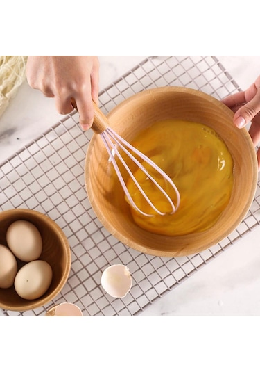 Nane Yeşili 1 Adet Silikon Yumurta Çırpıcı Çırpma Teli Ahşap Saplı Mutfak El Yumurta Çırpıcı Alet Mutfak Gereçleri Pişirme Aksesuarları Yeşil