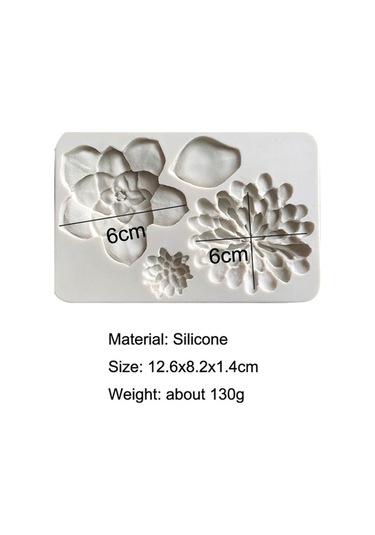 Dancemonkey 2 Adet Büyük Çiçek Desenli Çikolatalı Fondan Kek Silikon Kalıp Beyaz