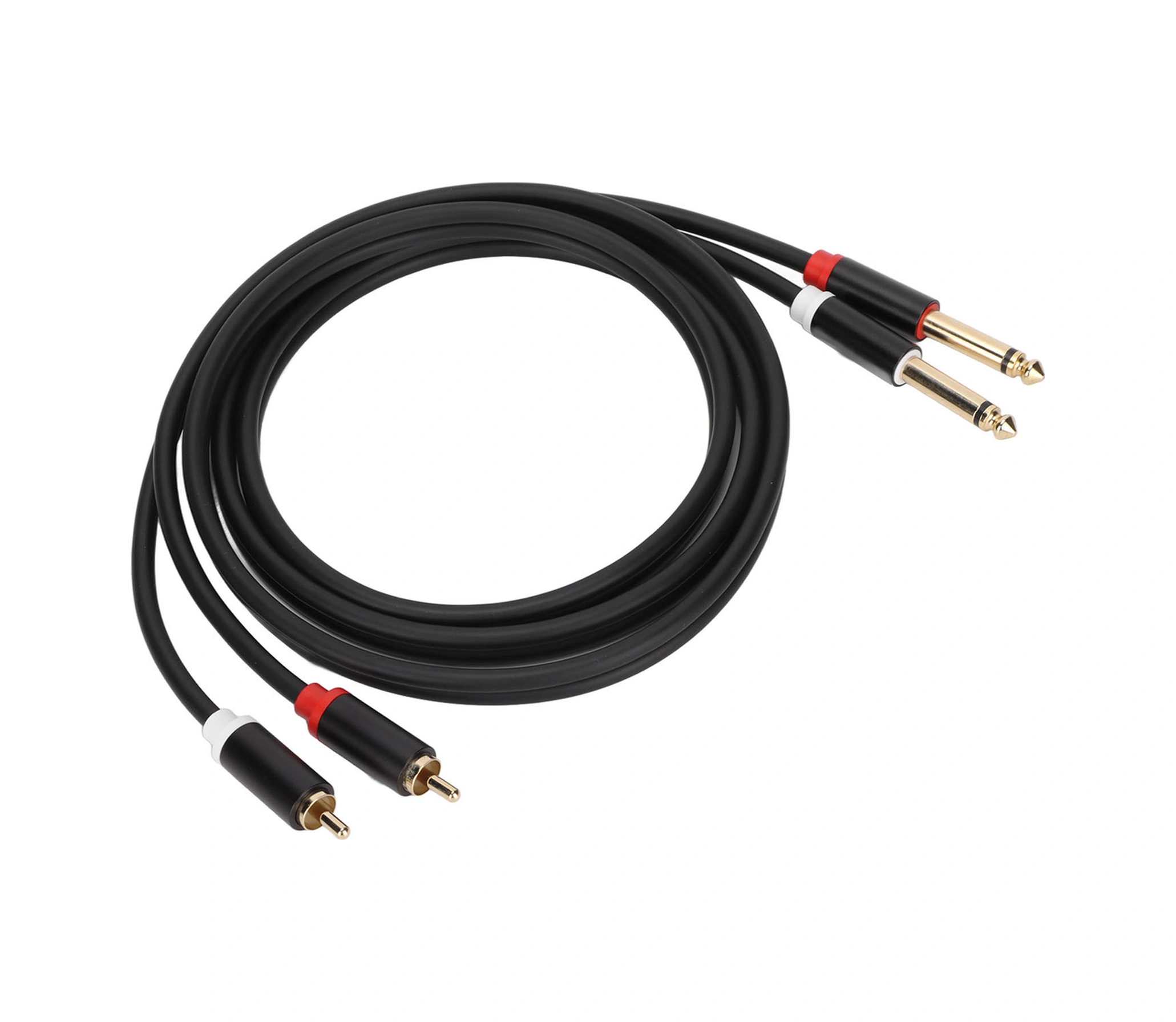 Shineyee 1.5m Pvc Bakır Çekirdekli 6.35mm Çift Rca-erkek Çift Ts 1/4in Mono Ses Kablosu, Cd/dvd İle Mikser-güç Amfi Bağlantısı, Alüminyum Kasa, Çift Katlı Gövde, Altın Kaplı Soket