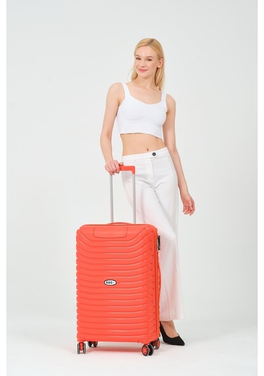 Keo-plus Turuncu Orta Boy Silikon Kırılmaz Pp Valiz Siyah