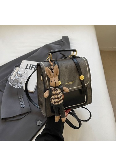 Su Geçirmez Şık Moda Stil Çok İşlevli Tavşan Kolye Ucu Kadın Sırt Çantası Siyah