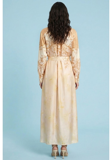 Guitar Dökümlü Somon Viskon Elbise Somon