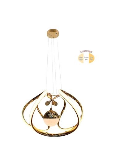 Ey-El Tasarım Ahtapot Tekli Gold 3 Renk Ledli Sarkıt Avize Gold