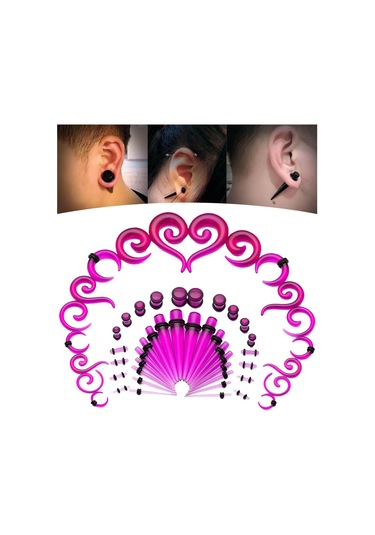Suntek 54 Adet Akrilik Kulak Germe Kiti 14g-00g Genişletici Mor