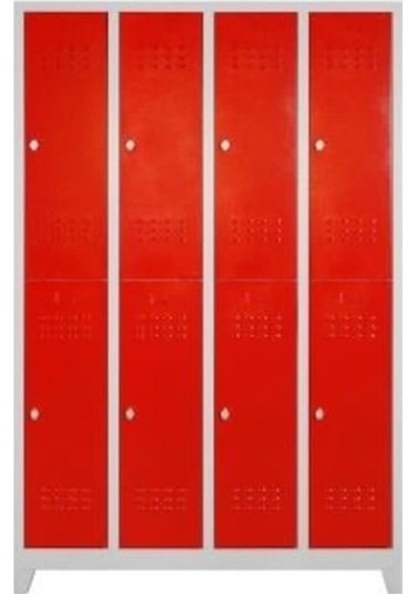 Jessan Ofis 8'Li Soyunma Dolabı Kırmızı Kapaklı Gri