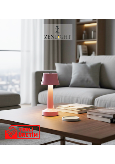 Zenlight Metal Dokunmatik Şarjlı Masa Lambası Pembe