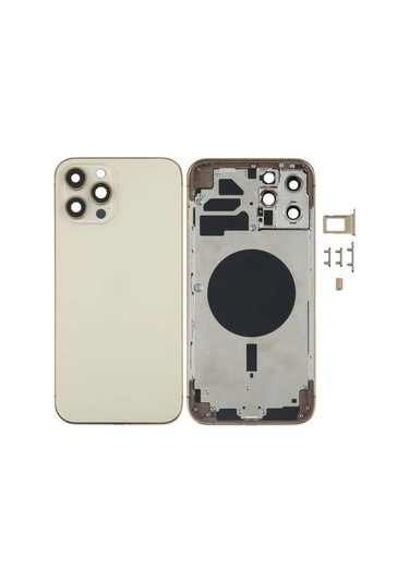 İphone Uyumlu 12 Pro Max Kasa Boş Sim Kart Tepsisi Yan Tuşlar Kamera Lensih Gold İnd08460