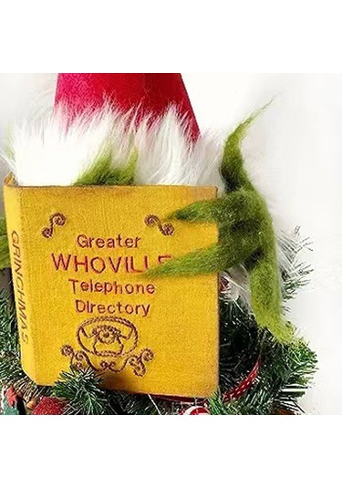 Noel Ağacı Tepesi Kareli Komik Grinch Peluş Bebek Dekorasyonu Noel Ağacı Süsü Tatil Hediyesi