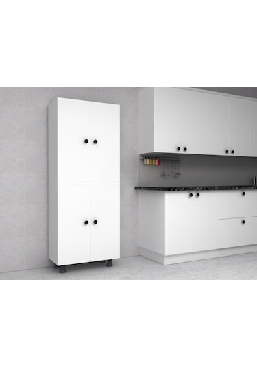 Manas Tamamı Mdf 8 Raflı Çok Amaçlı Mutfak Ayakkabılık Dolap 70cm Beyaz