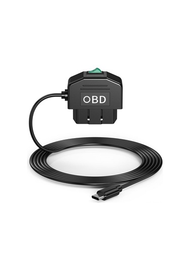 Aubyhe Araç Geri Görüş Kamerası Obd Kablosu Seti, Usb Type-c 12-24v 5v/3a Dönüştürücü, 24 Saat Park Modu, Düşük Gerilim Koruma, Kolay Kurulum