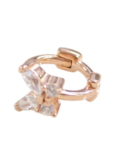 Kelebek Halka Gümüş Tragus Pıercıng - Rose Bakır Beyaz