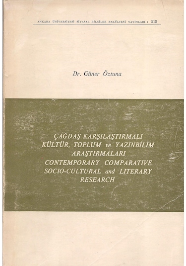 Çağdaş Karşılaştırmalı Kültür. Toplum ve Yazınbilim Araştırmaları