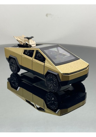 Tesla Cyber Truck 1:32 Ölçek Metal Çek Bırak 12 Cm Oyuncak Araba - Sarı