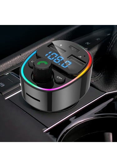 Skycity Oto Mp3 Çalar Bluetooth 5.0 Fm Transmitter, Çift Usb, 7 Renkli Işık, Tf Kart/usb Desteği, Gerçek Zamanlı Voltaj Monitörü, Tuşlu Model