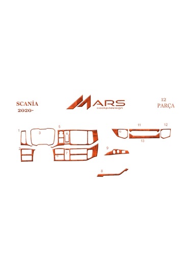 Scania R Konsol-torpido Kaplama 2020- 12 Parça-maun Maun