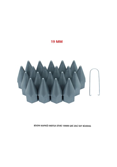 Bijon Kapağı Sivri 19 Mm Gri 20 Li Set