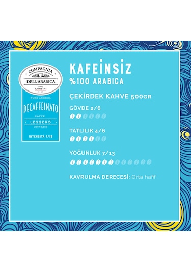 Caffe Corsini Kafeinsiz %100 Arabica Çekirdek Kahve 500 G