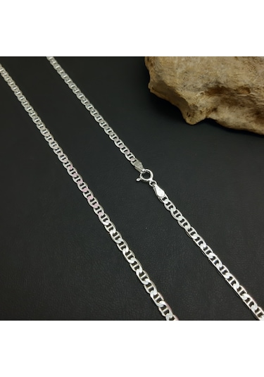 Bir Gümüş Aşkı 925 Ayar Gümüş 3 MM Barlı Model Erkek Zincir Kolye