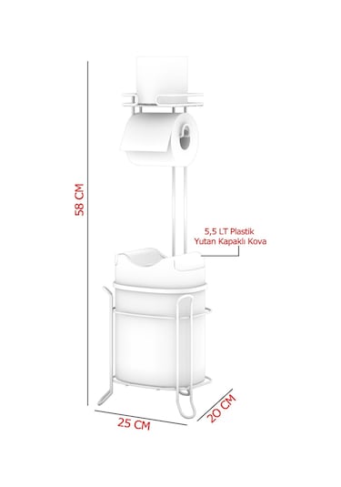 Teknotel Yutan Kapak Çöp Kovası Ve Tuvalet Kağıtlık Mat Siyah+Gri Siyah